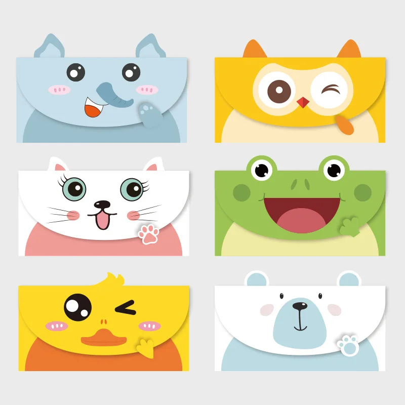 

10 наборов мультяшных конвертов с милыми креативными рисунками