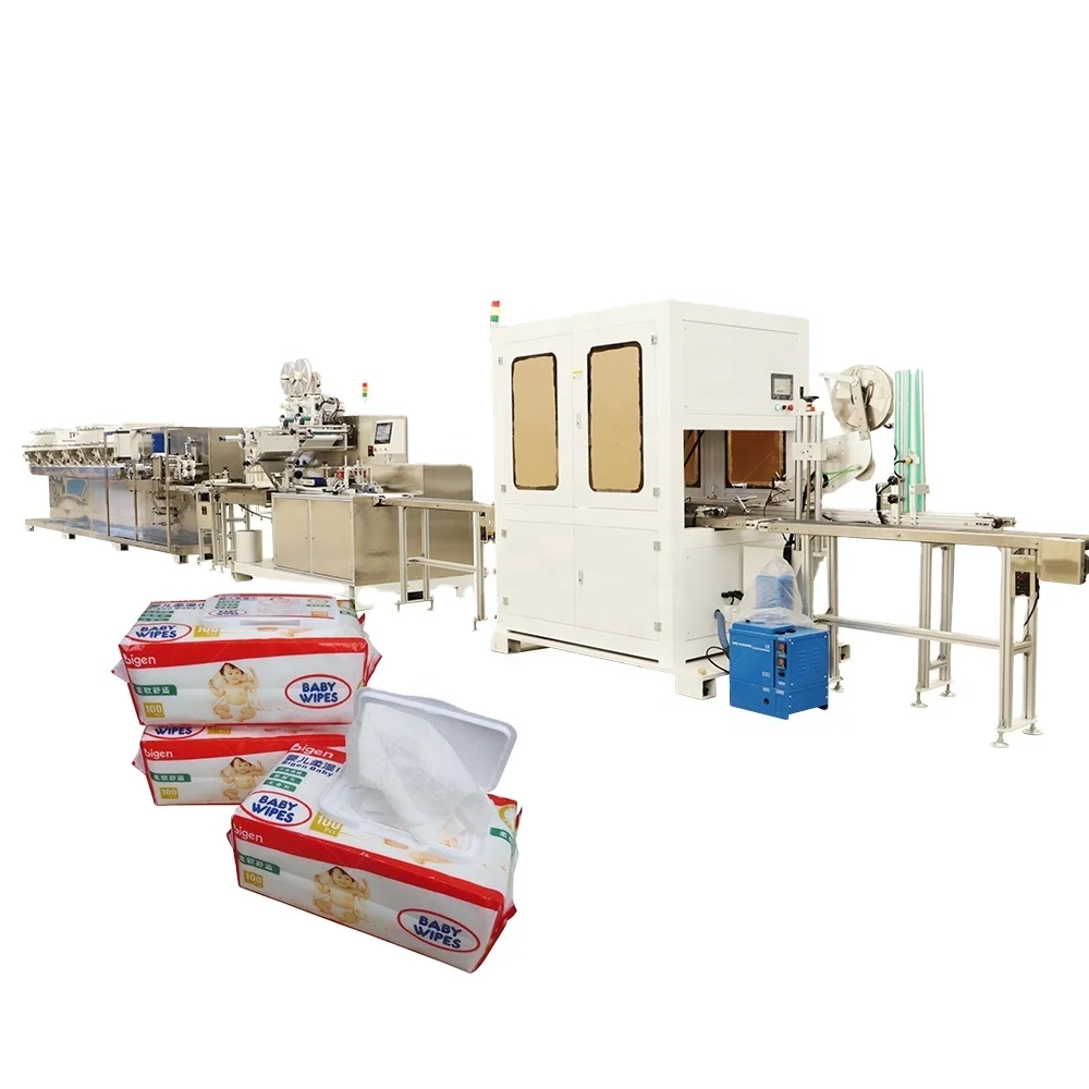 Full-automation Pocket Wet Wipes Packing Machine Small Sachet Baby Soft Wet Tissue Making Machine