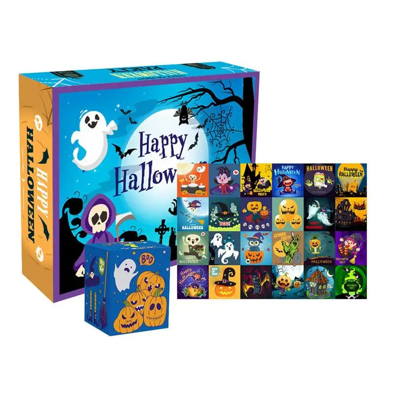 

144pcs Halloween Interlocking Jigsaw Puzzle 24 Days Halloween Countdown Calendar Advent Toys for Kids Children Gift 2024