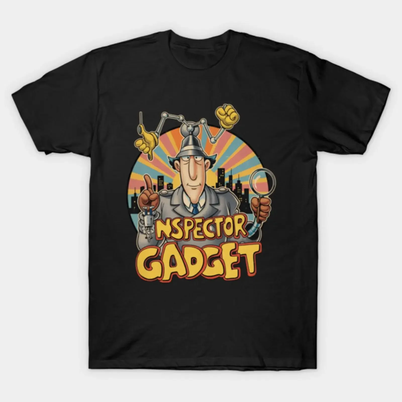 Retro Detective Gadget Agent Badge T Shirt vintage Washed fashion Stretched homme Soft Slightly streetwear graphic