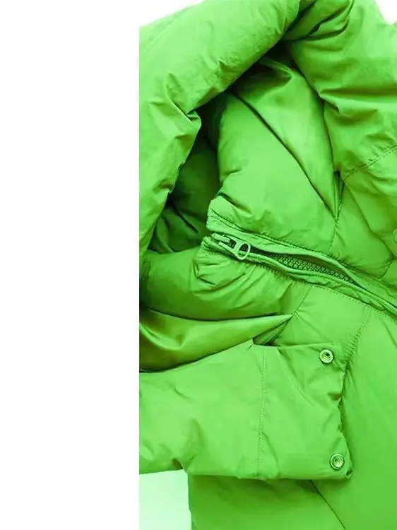 

HH Winter Woman Elegant Long Sleeves Solid Pockets Zipper Hooded Drawstring Jacket Female Casual Down Cotton-padded Jacket