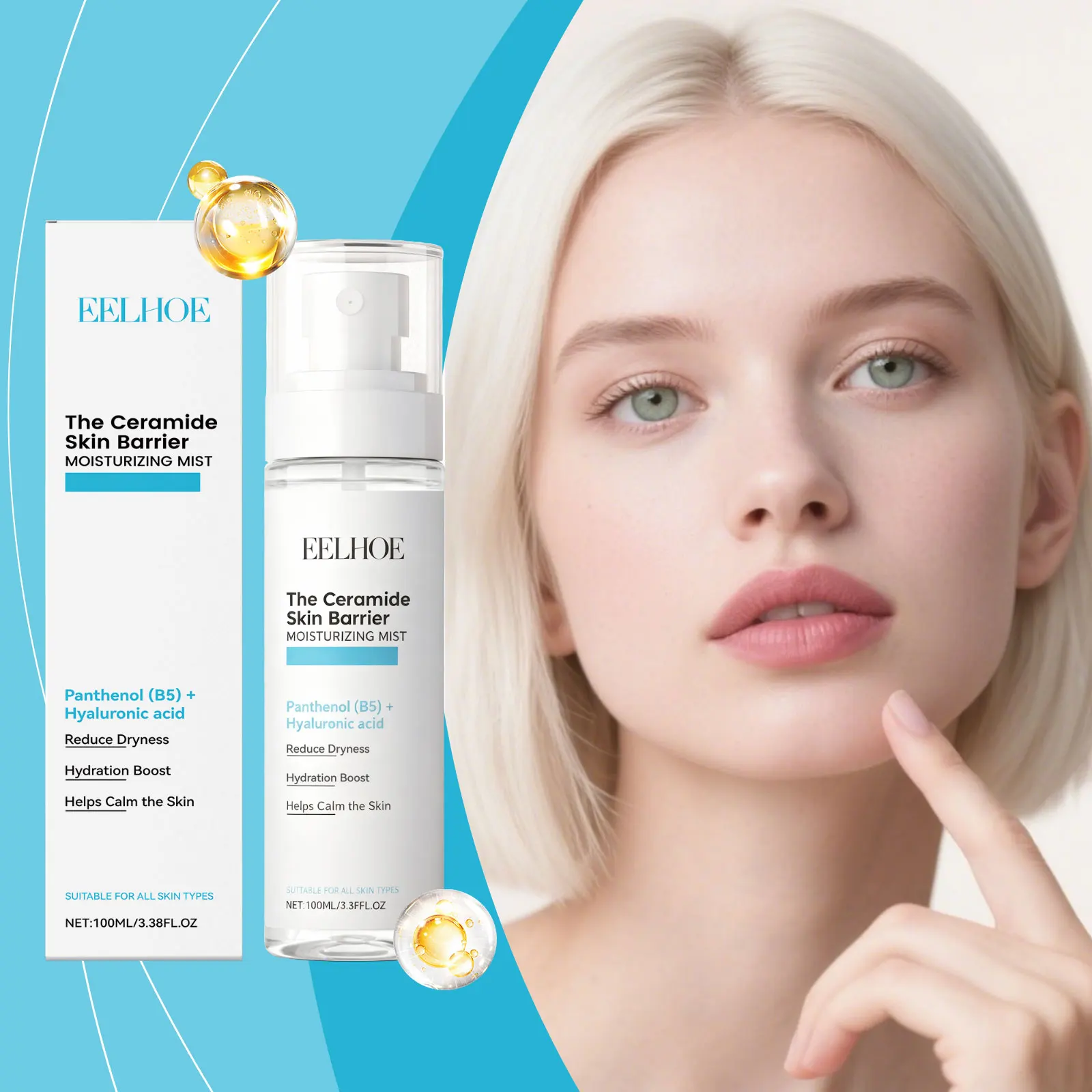 EELHOE Moisturizing and moisturizing spray，Hydrating Spray for Dry Skin, Hydration Boost, All Skin Types, 100ml