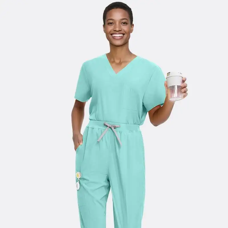 Polyester Women Nurse Sets Medical Uniforms Hospital Doctors Outfits Dental Clinic Scrub Set Beauty Salon Clothing S