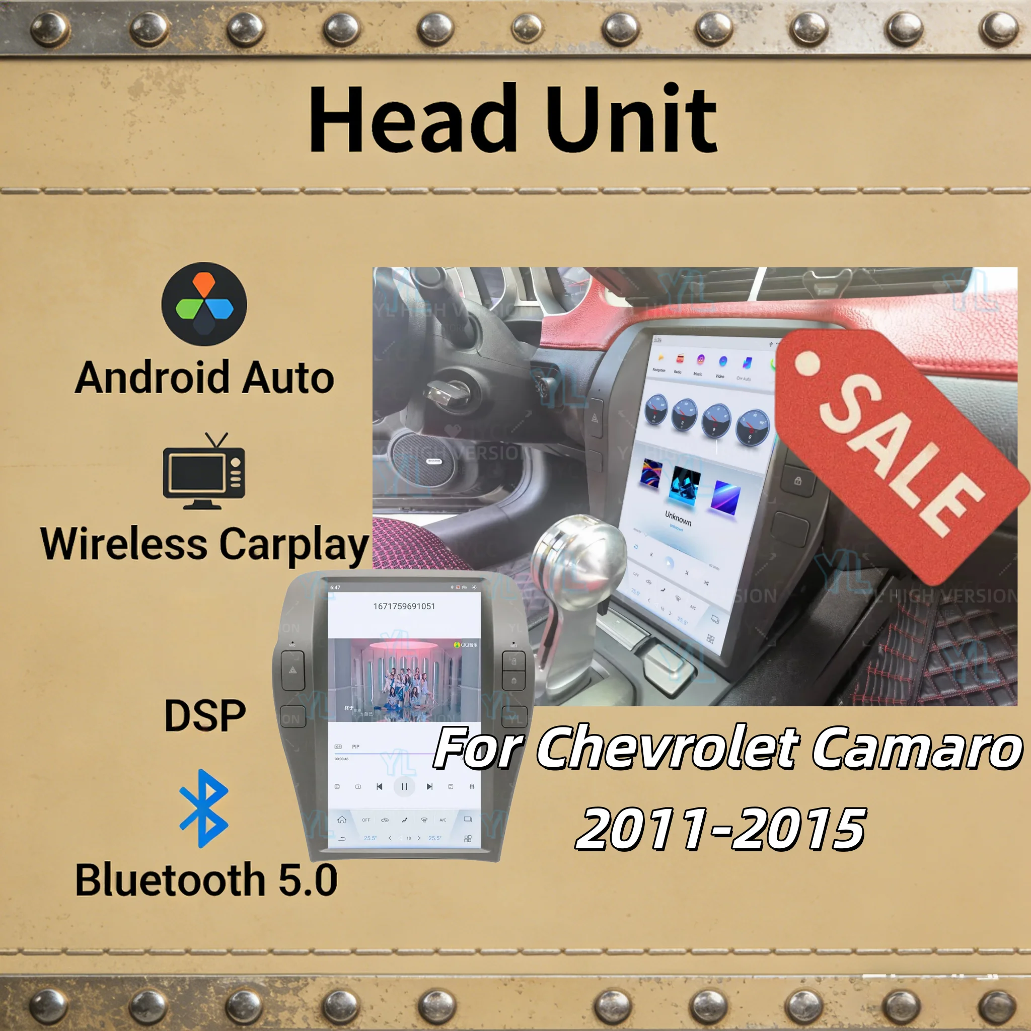 

12-дюймовый мультимедийный проигрыватель Carplay для Chevrolet Camaro 2010-2015, Android 9, GPS-навигация, автомобильная стереосистема, радиоприемник, головное устройство