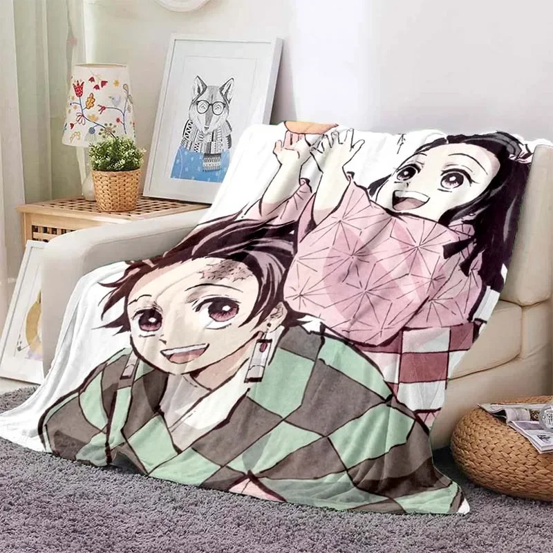 Kamado Nezuko Flannel Demon Slayer Blanket Washable Sofa Cover Hiking Picnic Fashionable Leisure Napping Throw Blankets