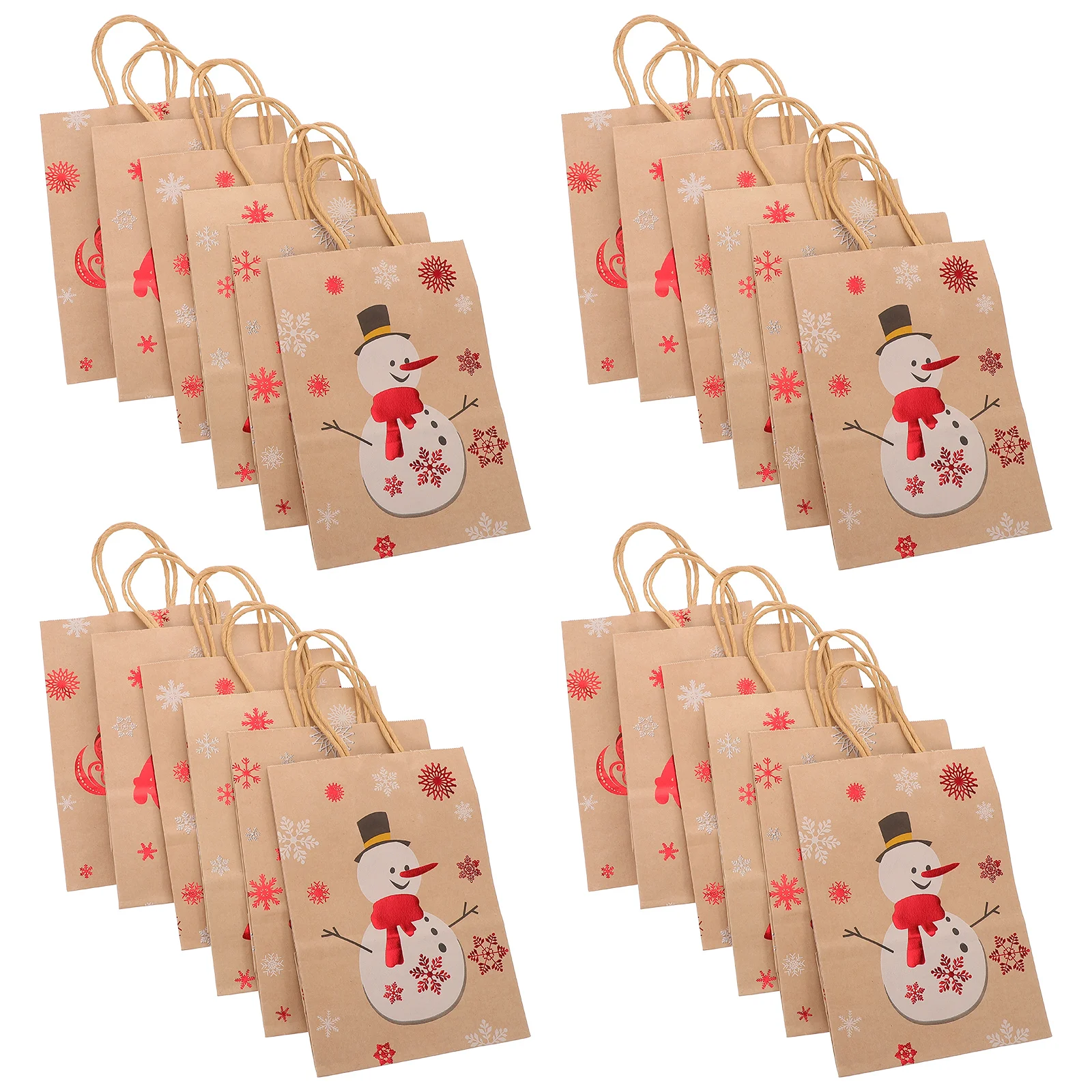 

24 Pcs Christmas Gift Bag Packaging Bags Party Candy Khaki with Handles Small Size