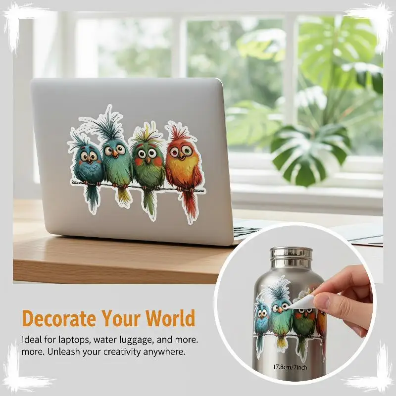 Cute Funny Bird Cartoon Stickers Waterproof PVC Decals for Car Window Glass Kids Notebook Bicycle Frame Decor Gifts