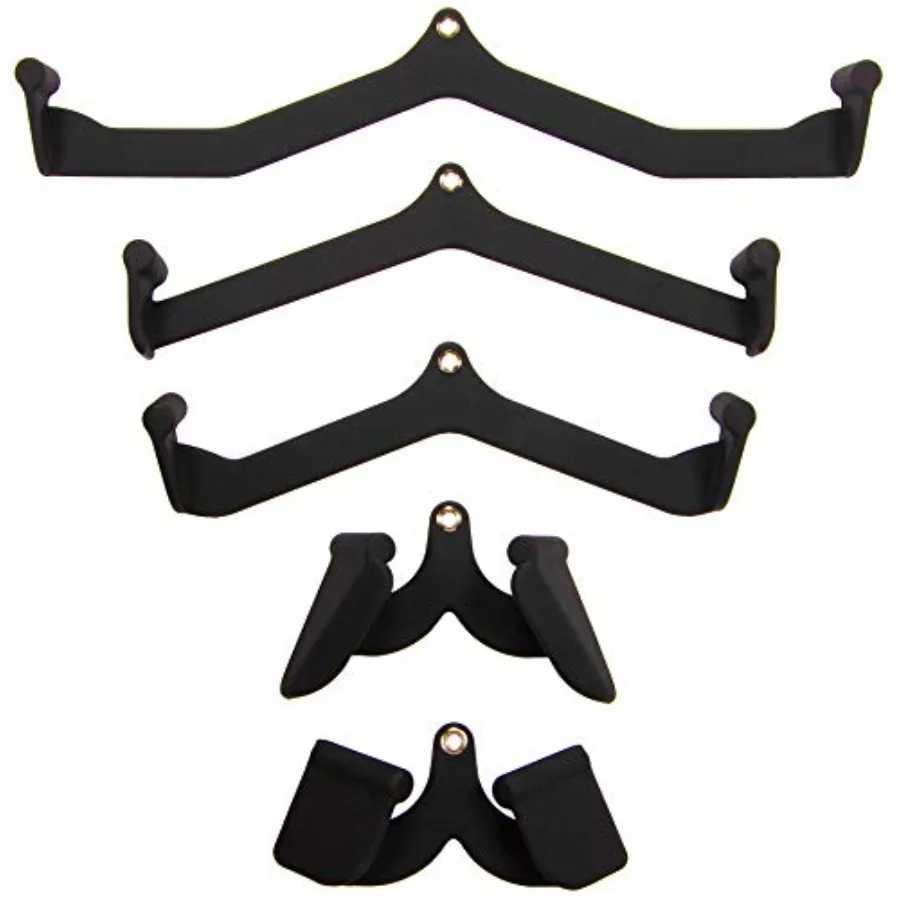 

Cable Machine Attachments 5-Piece Combo for Home Gym Use Black Steel with Red Handles Durable and Adjustable Resistance
