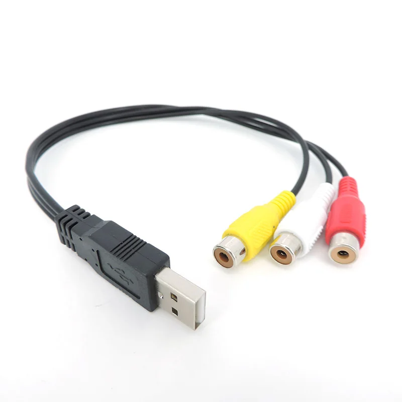 

USB Male Plug To 3 RCA Female AV Adapter Audio Converter connector Video A/V Cable to Cable for HDTV TV Television Wire Cord m