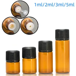 50/100/200PCS/Lot Mini Amber Glass Essential Oil Bottle Empty Refillable Vials Cosmetic Sample Test Tube