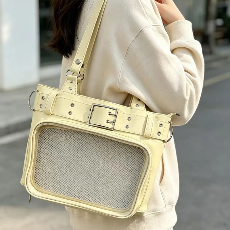 New Y2K Cute Japanese Shoulder Bag Underarm Bag Lolita Girls Transparent Pain Bag Large Capacity Leisure Bag DIY Display Handbag