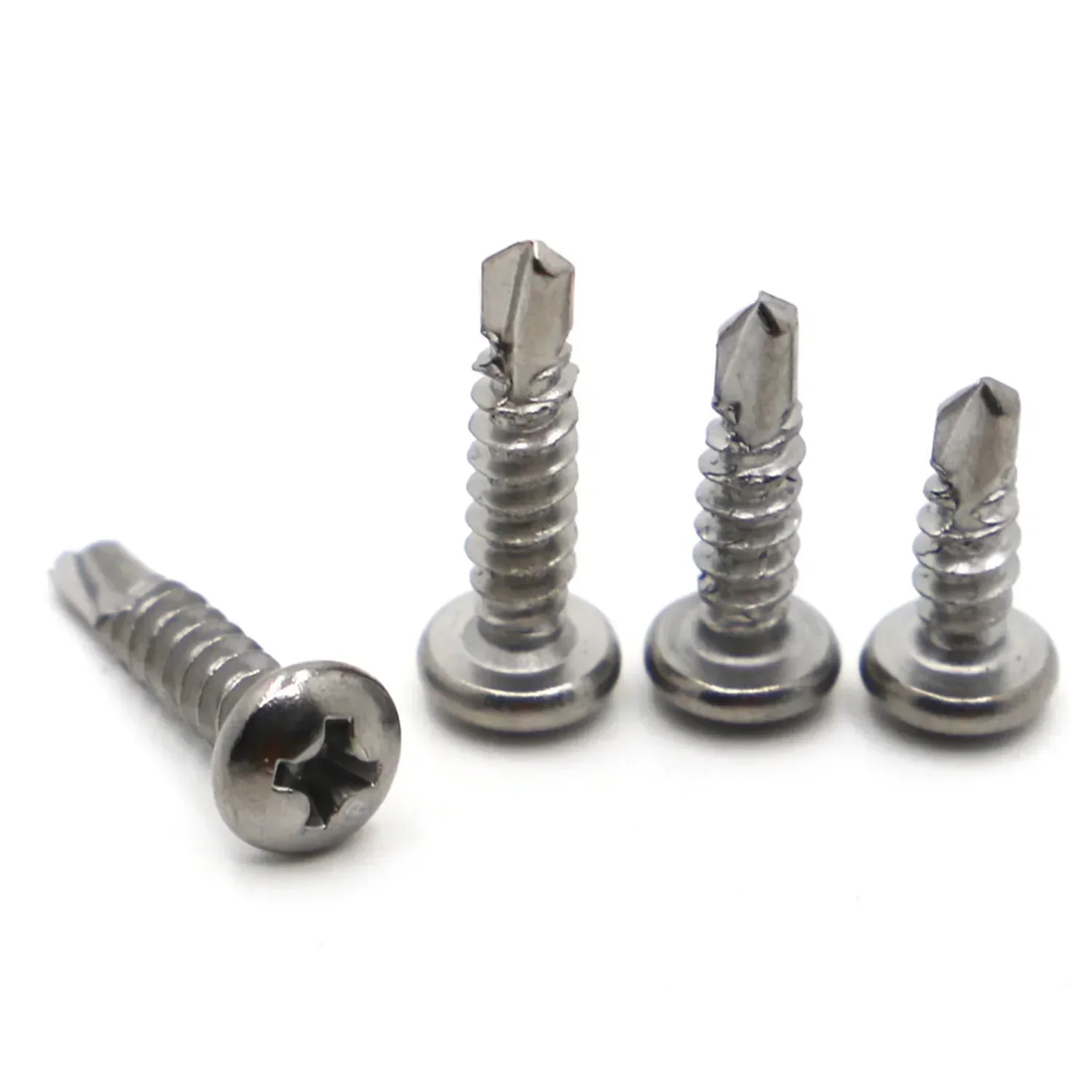 20pcs M4.2 M4.8 Cross Phillips Round Head with Washer Drill Tail Self-tapping Screw for Iron Aluminum Plate 410 Stainless Steel