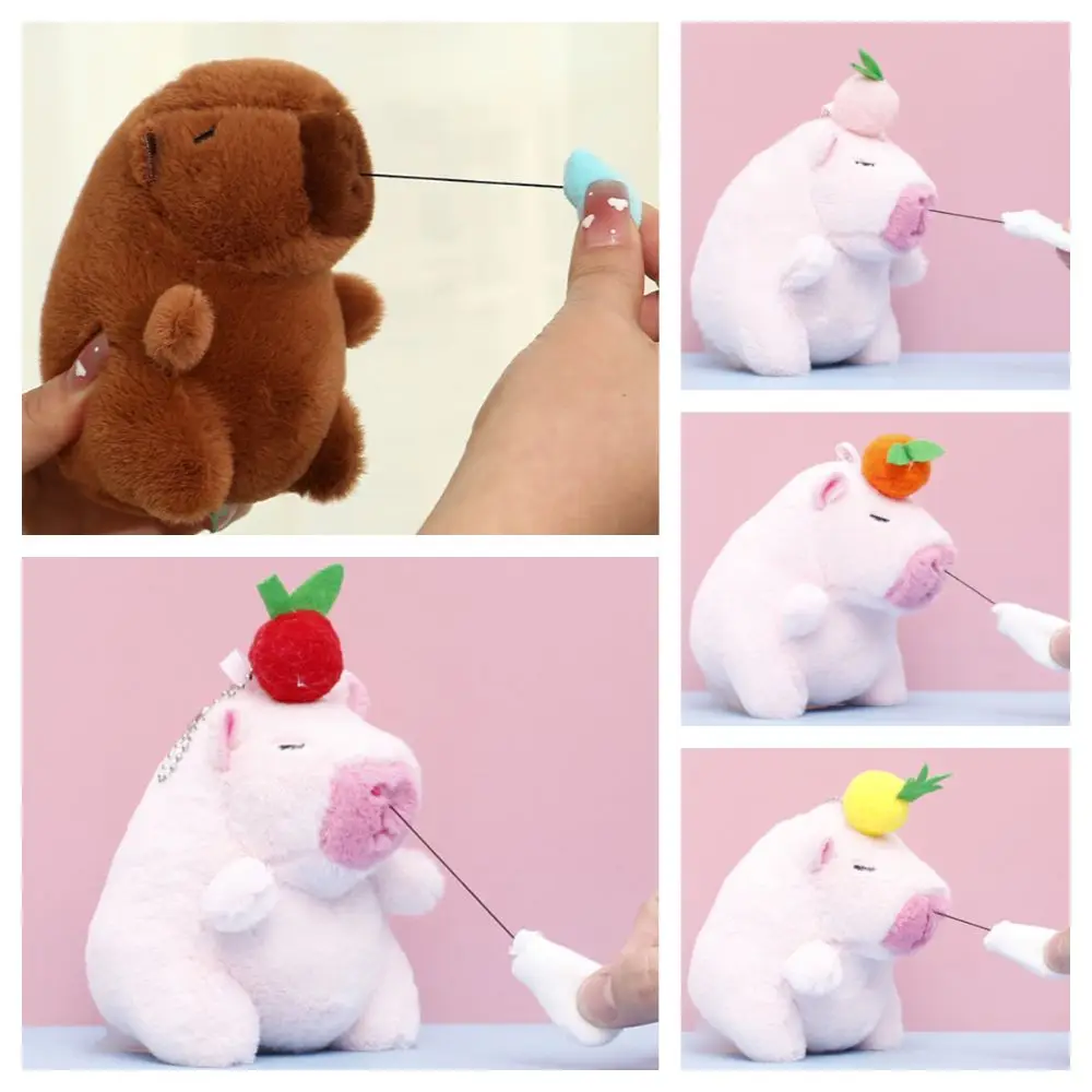 

Creative Drawing Snot Plush Capybara Doll Cute Pink Brown Keychain Pendant Car Ornament Soft Fluffty Animal Doll Birthday Gift