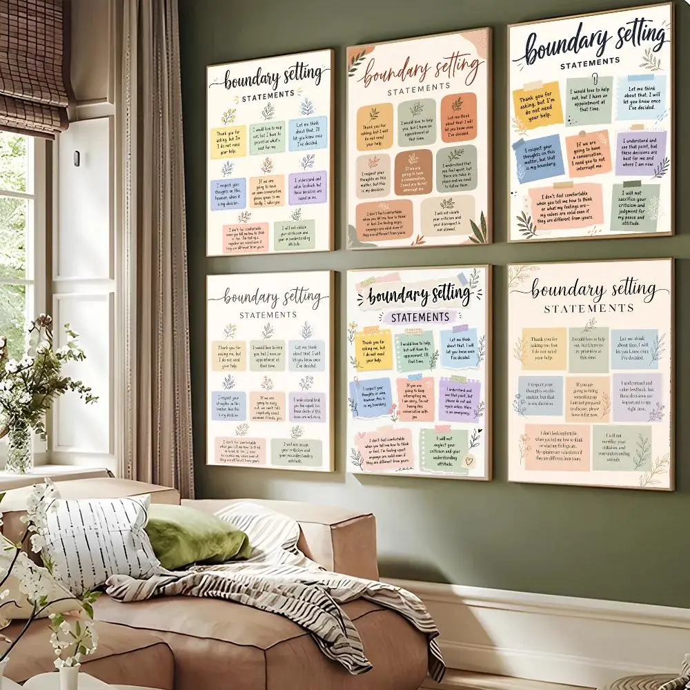 Healthy Boundary Mind Poster Wall Decor Self-Adhesive Aesthetic Modern Vibe Stylish Gift Friends Using Living Room Bedroom