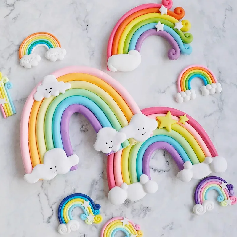 Rainbow Cake Topper Unicorn Birthday Party Decoration Kids Toddlers Birthday party Happy Birthday Colorfu Rainbow Theme Supplies