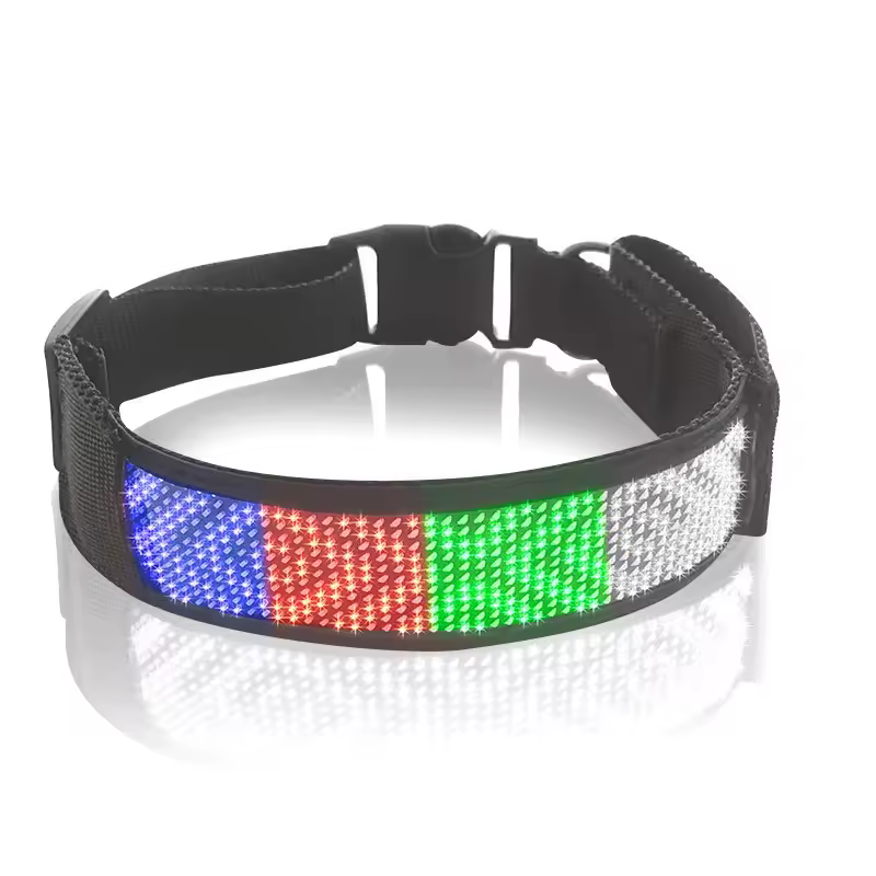New Bluetooth Programmable Anti-Lost Dog Light LED Pet Dog Collar Adjustable Small Pet Lighted Safety Collar Dog Tag Sign Gift