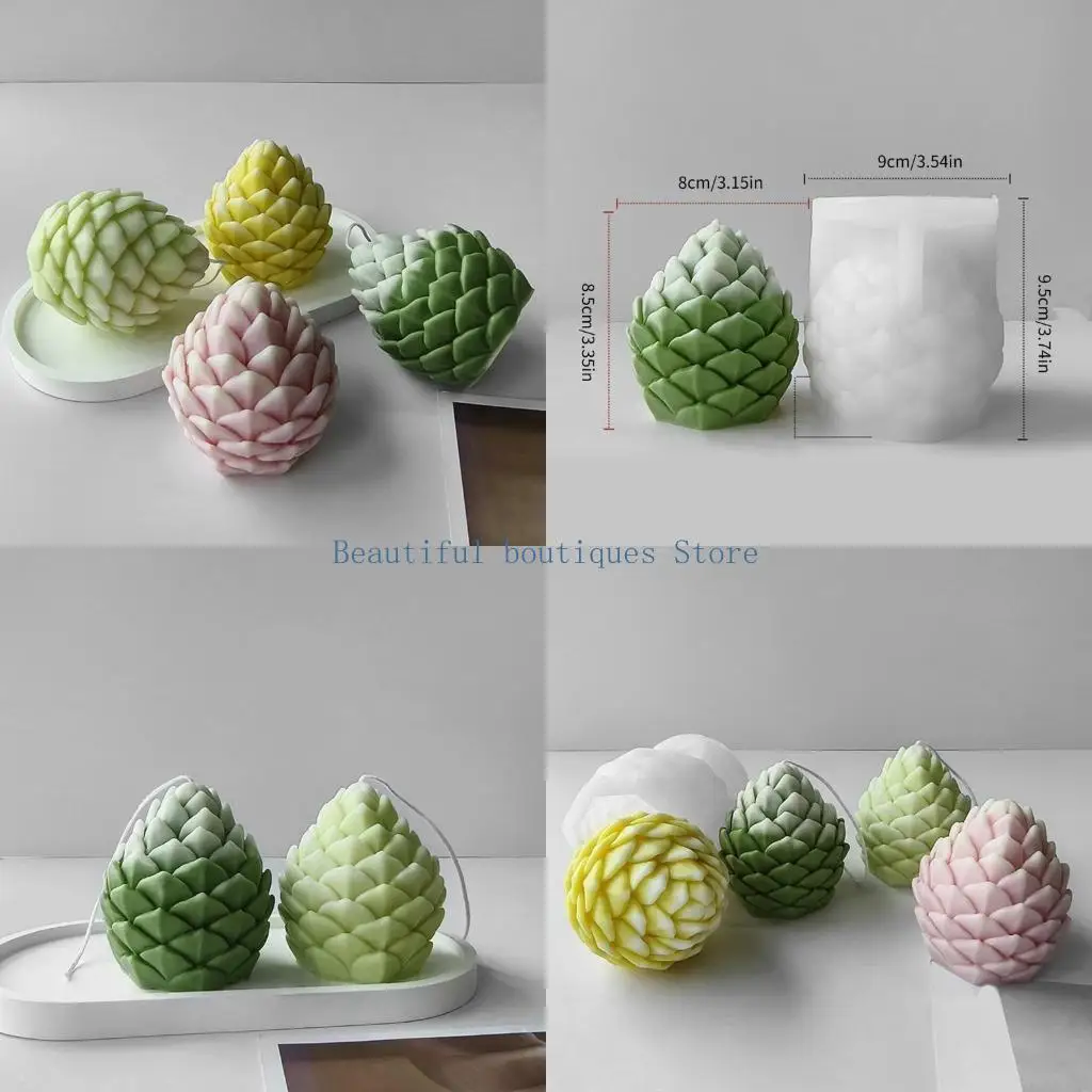 U4LF 3D Pine Cone Candle Silicone Mold DIY Soap Plaster Epoxy Making Resin Molds Handmade Chocolate Baking Tool for Christmas