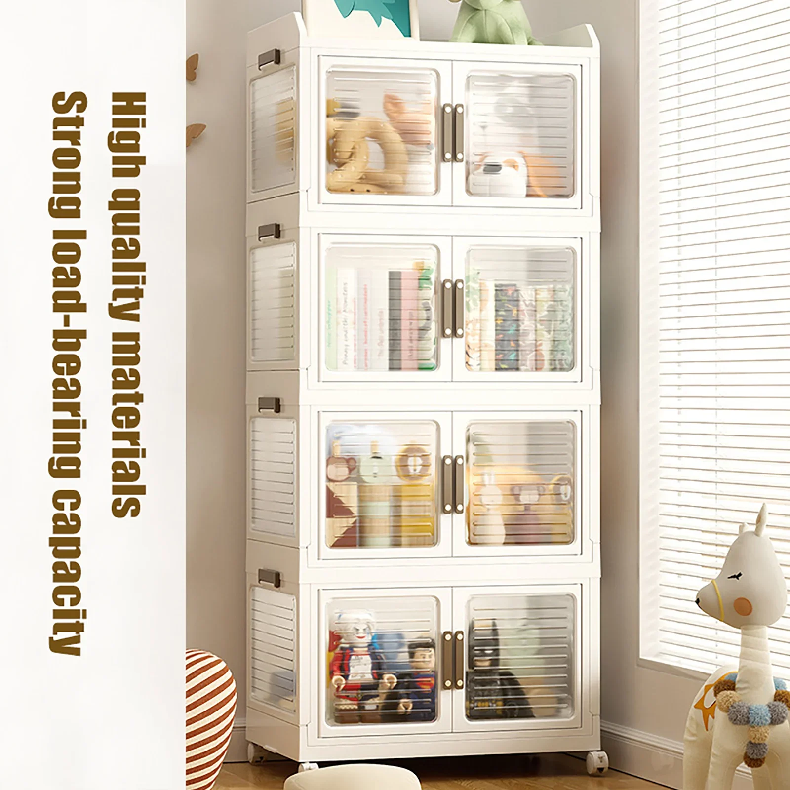 

Collapsible Storage Bins with Lids & Wheels – Stackable Closet Organizers & Storage Cubes with Doors