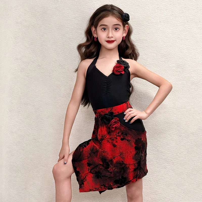 

Kids Performance Dancing Dresses Children'S Ballroom Dance Suits Girls Latin Dance Competition Costumes Training Wear SL15209