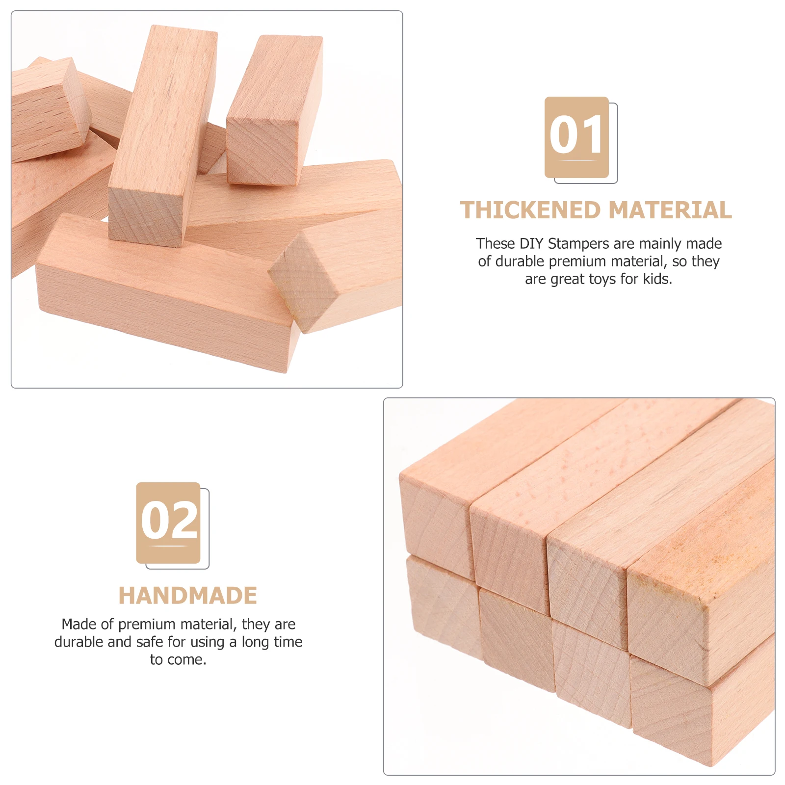 

8pcs Smooth Wooden Stamper Blank Seal Carving Use Diy Wood Craft Tool For Scrapbook Cards Making Handbook Diary