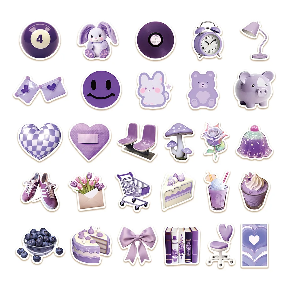 56pcs Purple Ins Wind Sticker Series Graffiti Stickers Suitable for Helmet Desktop Wall Decoration DIY Sticker Package Wholesale