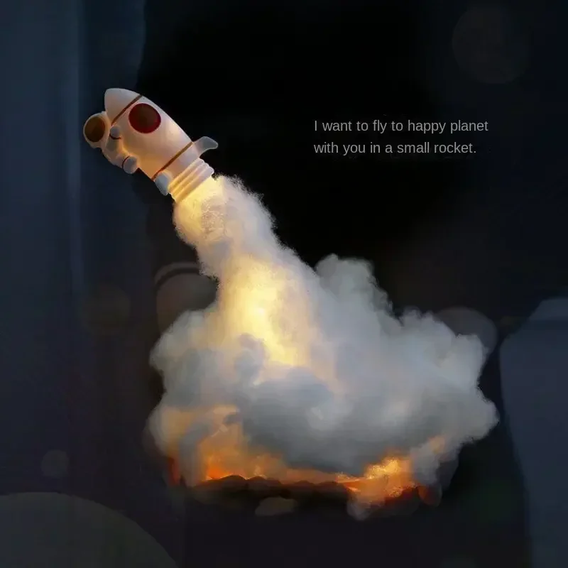 DIY Creative Rocket Light LED เมฆที่มีสีสันโคมไฟนักบินอวกาศ USB Night Light ตกแต่ง Ins บรรยากาศโคมไฟข้างเตียงเด็กของขวัญ