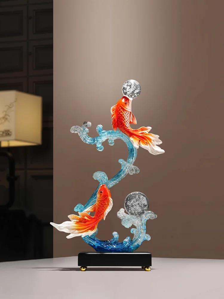 Wind And Water Rise,Koi Fish Ornaments,Statuette Living Room TV Cabinet,Entrance Wine Cabinets,Office Desktop Decorations,Gifts