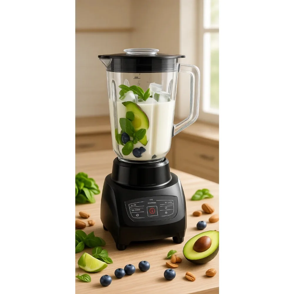 Countertop Blender with 48oz Glass Jar Touch Panel 6 Programs 8 Speeds Pulse 550W