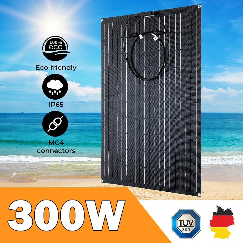 

ETFE 300W Flexible Solar Panel Kit Photovoltaic Module Solar Power Charger for 12V Battery Yacht Motor Home Car Boat Caravan