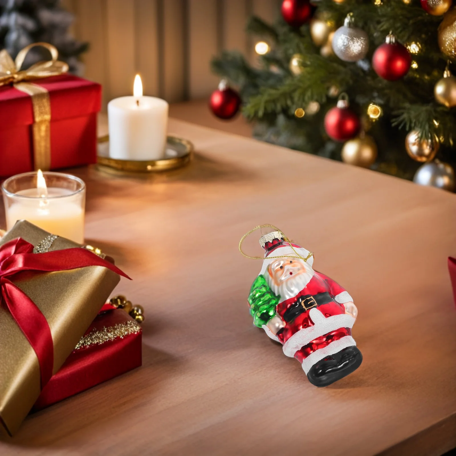 

Santa Glass Blown Ornament Creative Nonspherical Shape Dazzling Effect Under Lights Christmas Tree Ornaments Festive Atmosphere