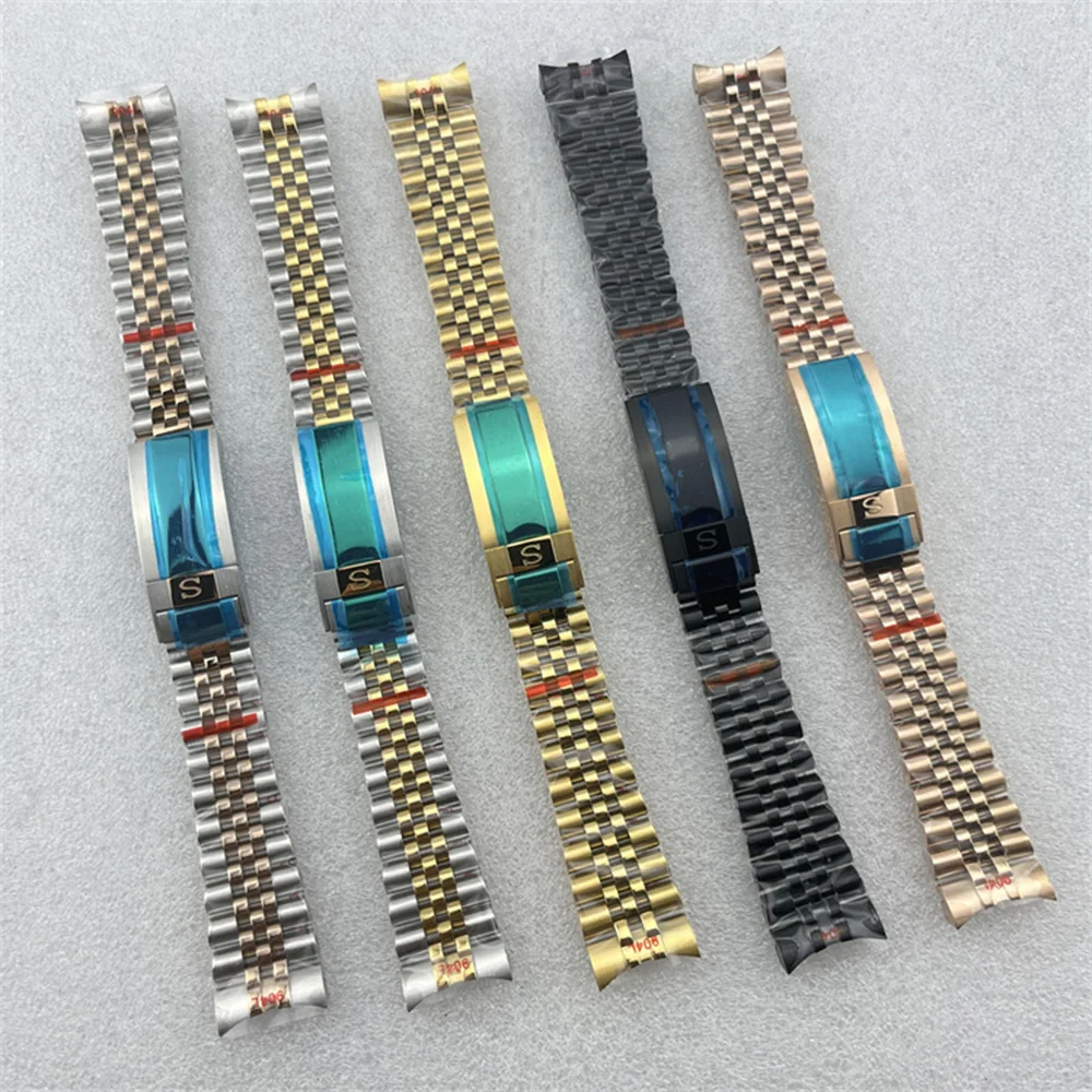 316 Stainless Steel NH35 Watch Strap 20MM Solid Band Modifying Sub Watch Jubilee Bracelet S Safety Buckle Watch Parts