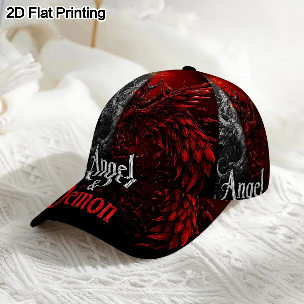 Custom 1pc, Two-Dimensional Flat Baseball Cap – Adjustable Snapback, Angel Vs. Demon Polyester, Lightweight And Breathable