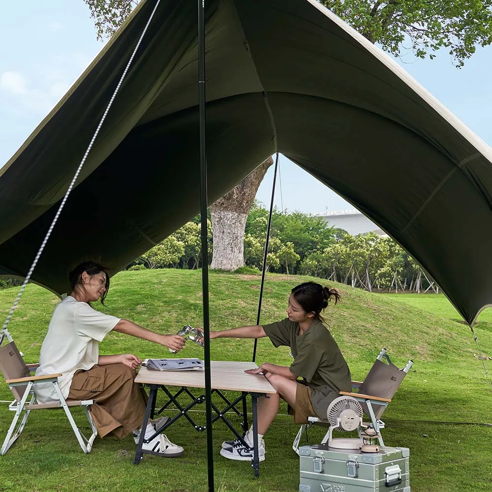 MOBI GARDEN Camping Black Coating Tarp Zeshoekige Vlinder SunShelter Ultraviolet-proof UV50 + Grote Space Outdoor Portable