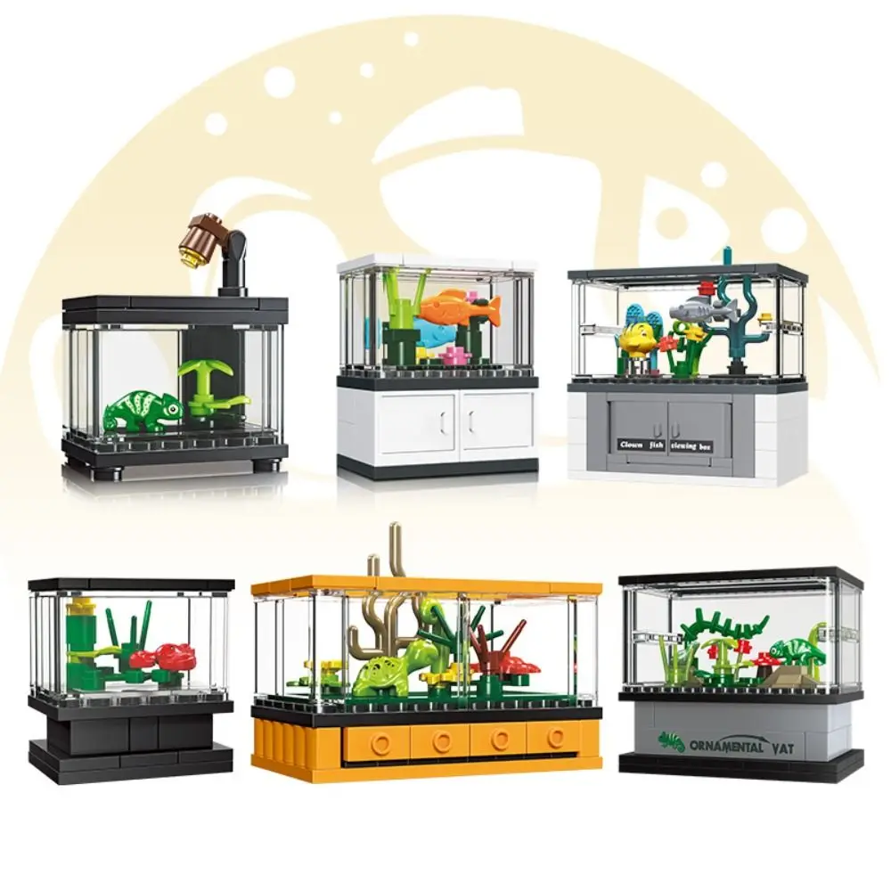 Nouveaux blocs de construction en plastique micro monde Aquarium assembler des jouets bricolage tortue ornement de bureau enfants cadeau
