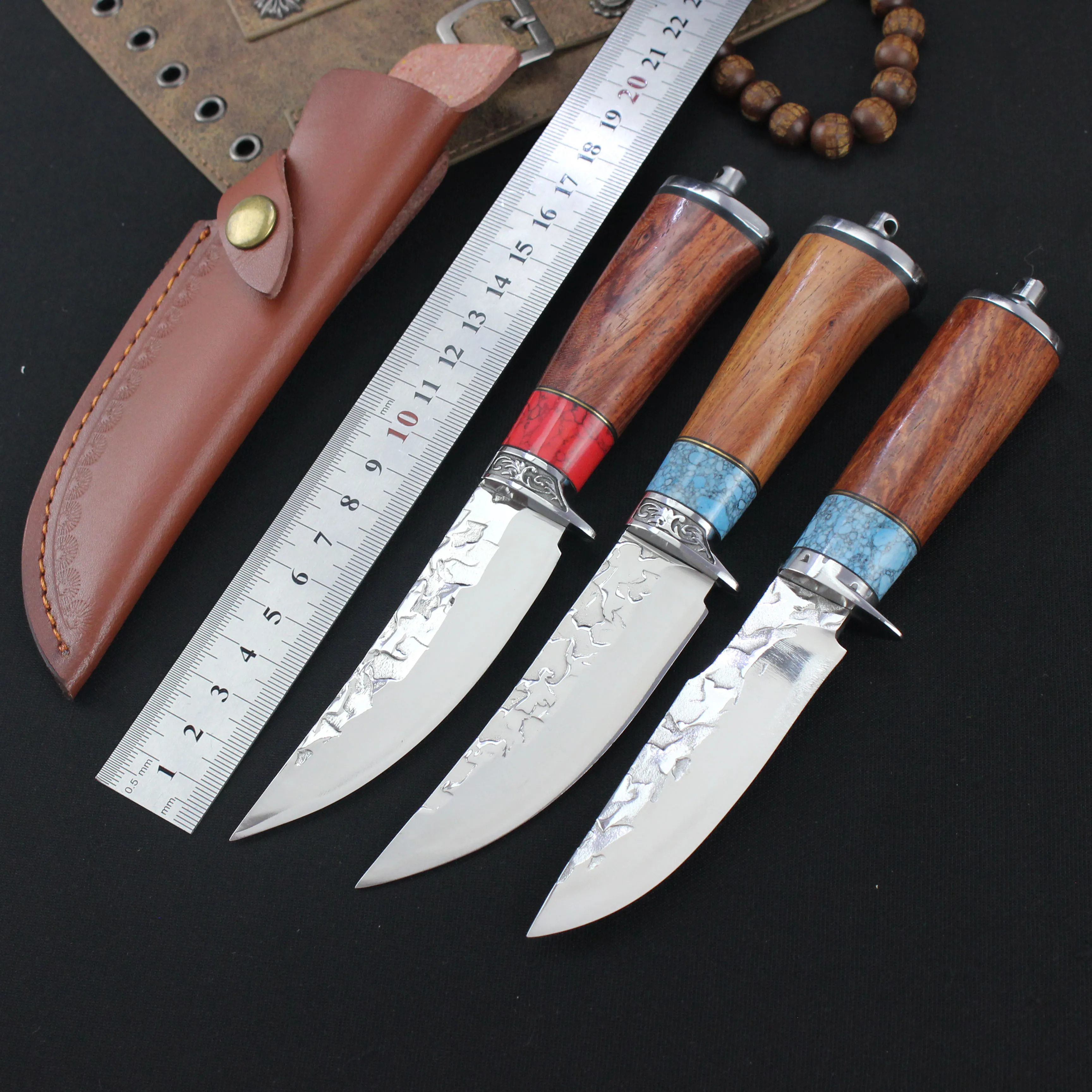 Handmade Straight Knife High hardness keel one Damascus outdoor knife knife Acid branch handle knife for Outdoor Hunting Tools