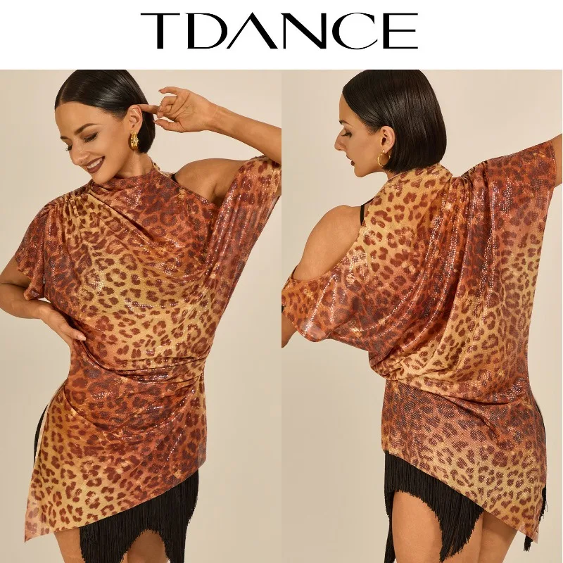 customized TDANCE Latin dance top practice uniform [loose shoulder top] Teacher's professional daily advanced GL-283