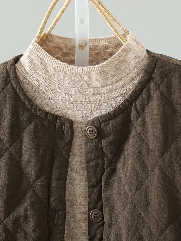 معطف شتوي نسائي من القطن والكتان من Thiened معطف شتوي دافئ ملابس خارجية مبطنة بالقطن طويل الطول مقاس كبير