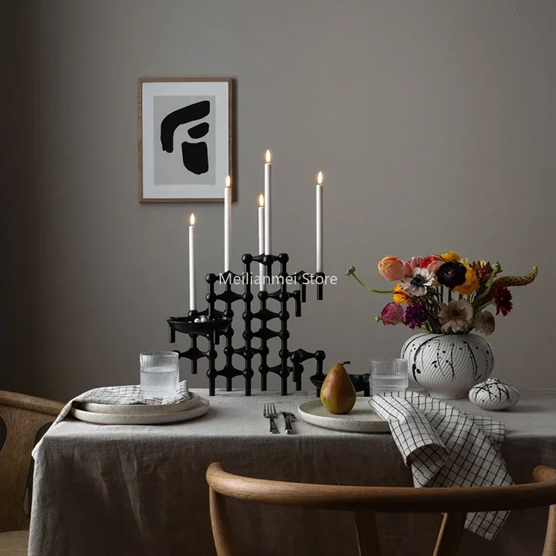Molecular Structure Metal Candle Holder Nordic Gold Candlestick Centerpiece Living Room Decoration