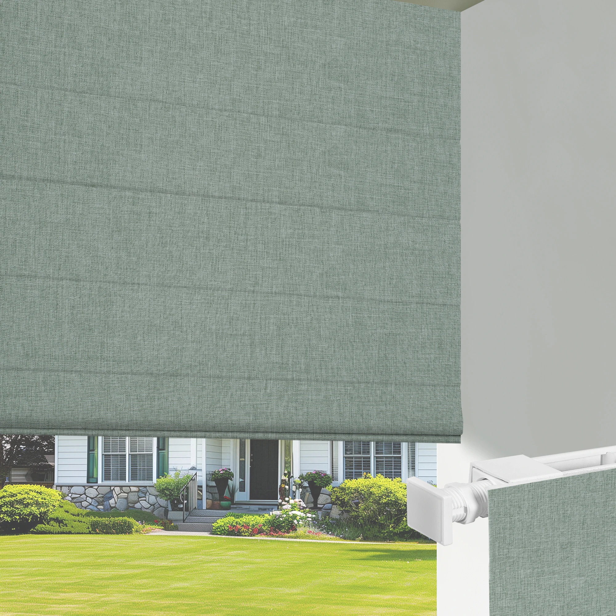Modern Cordless Blackout Window Shades Easy-to-Install Child-Safe Roman Blinds for Home Built-In Installation Black Color