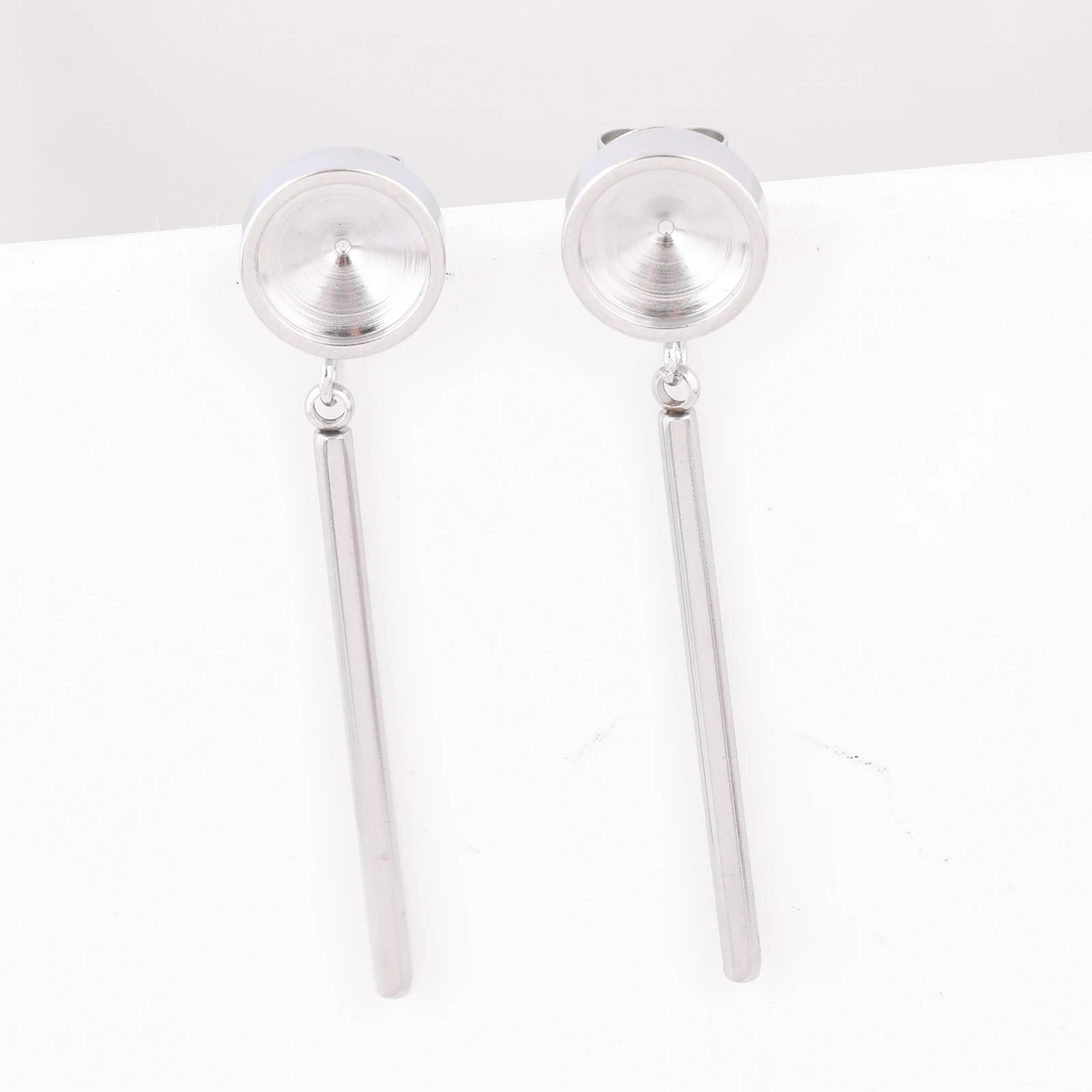 

10 шт., заготовки для сережек из нержавеющей стали с подвесками «сделай сам», для настроек безеля для хрустальных камней 8 мм