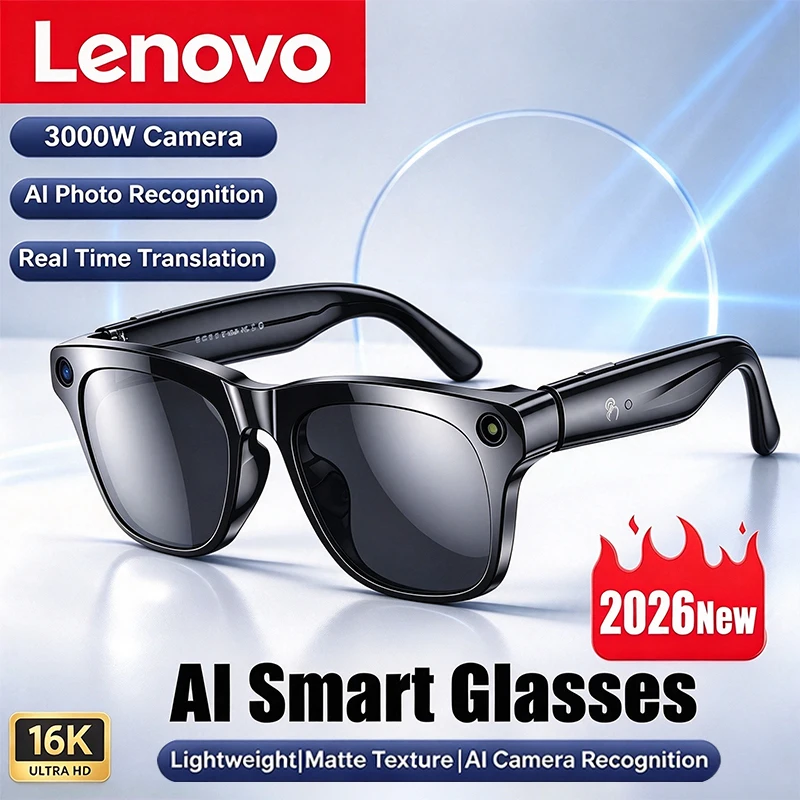 Lenovo 3000W HD AI Smart Glasses 16K Shooting Camera Photo Voice Call Translation Bluetooth AI Motorcycle Glasses New Upgrade