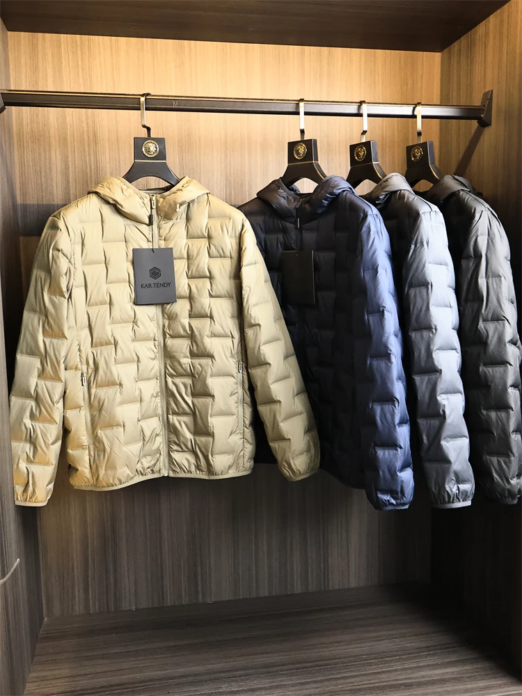 

Men's down Jaet Hooded 90 White Du Feather Lightweight Warm Autumn Winter Faion Urban Sle Outdoor 3D Stereo Design