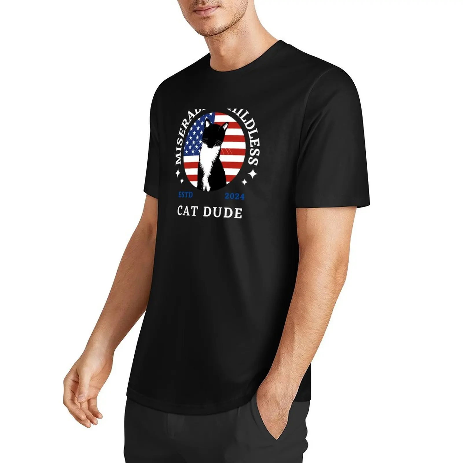 Miserable Childless Cat Dude (USA Edition) T-Shirt baggy shirts sweat cheap stuff men clothing