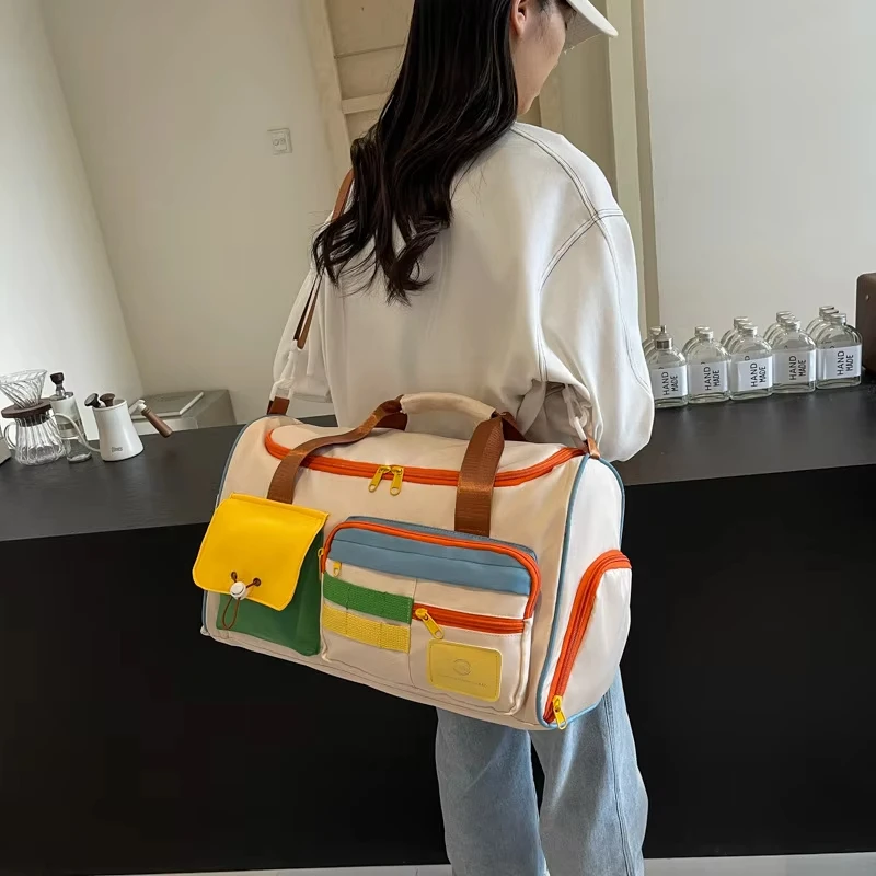 Fashionable Color-blocking Crossbody Bag Large-capacity Travel Single-shoulder Bag Short-distance Travel Bag Fitness Bag