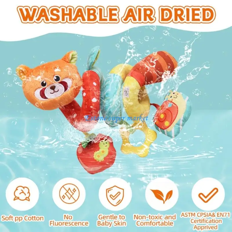 090B Đa Giác Quan Đồ Chơi Trẻ Sơ Sinh Vải Mềm Gấu Trúc Móc Xe Đẩy Cũi Khám Phá Kích Thích Thị Giác Trẻ Sơ Sinh