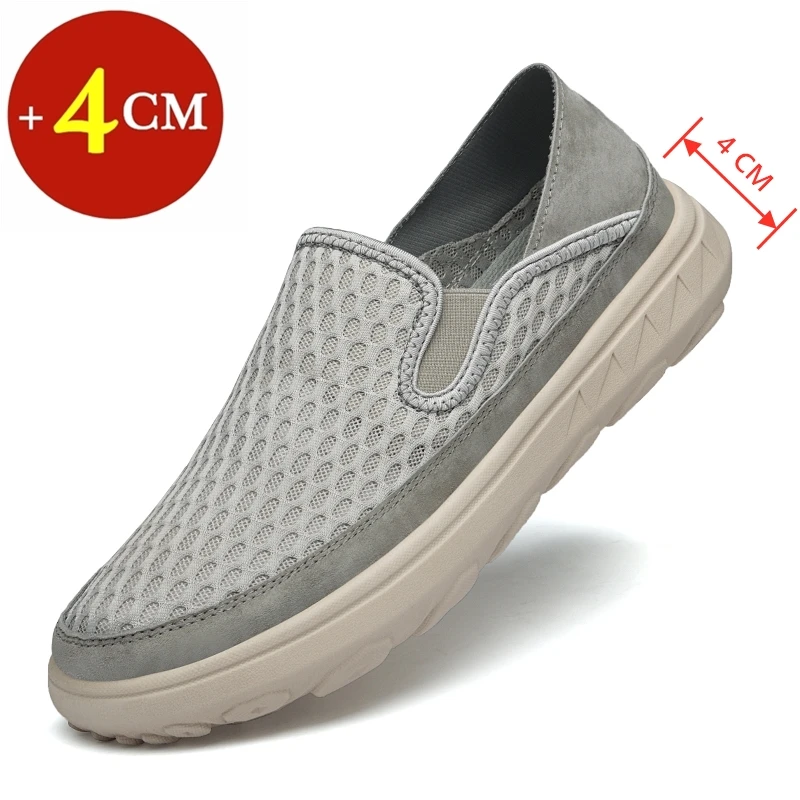 

4CM Thick Bottom Men Sports Shoes New Breathable Summer Hollow Male Sneakers Comfortable Light Soft Sole Platform Casual Shoes