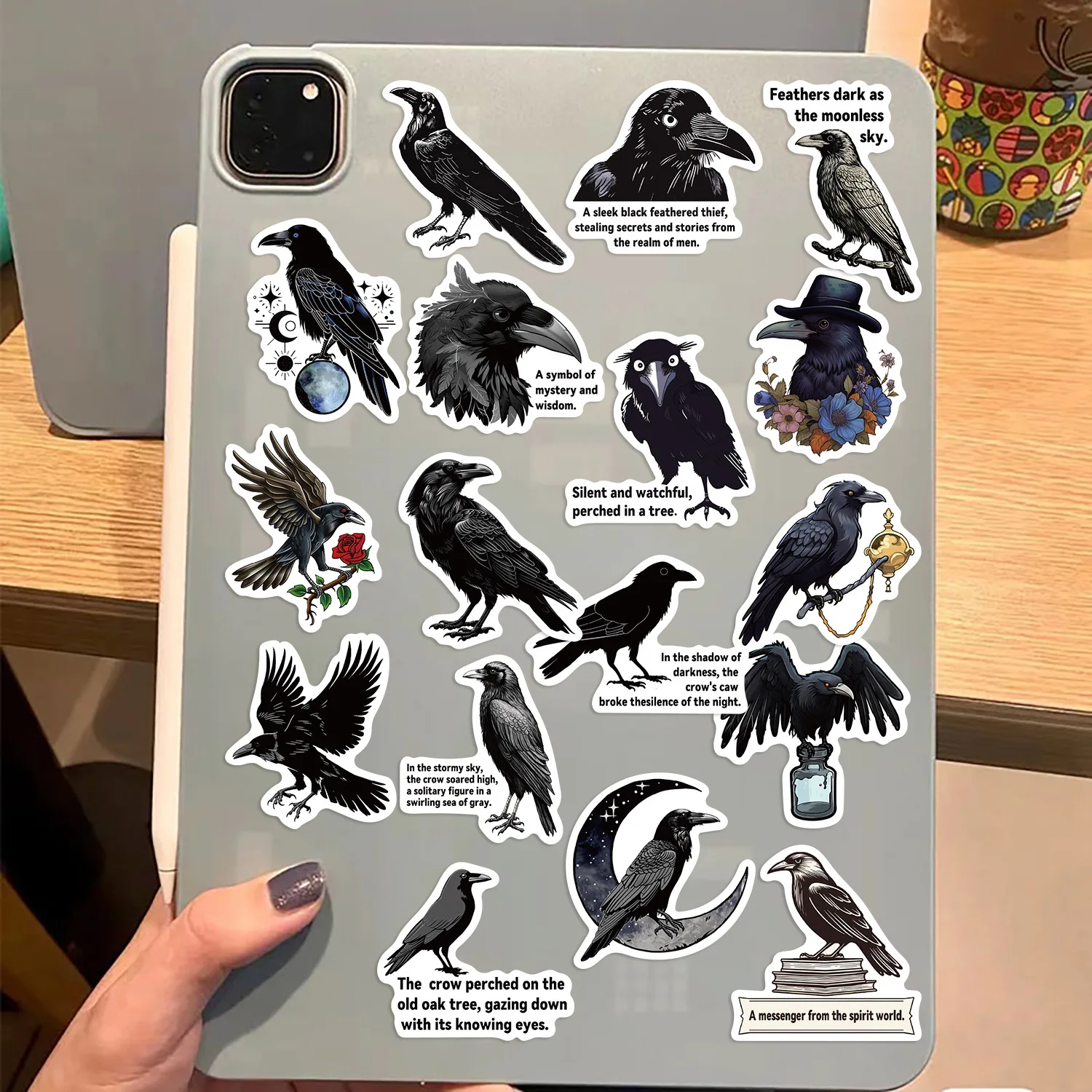 50/100Pcs Black Crow Raven Gothic Graffiti Stickers Waterproof Vinyl Decals Halloween DIY Decor For Guitar Laptop Notebook Lugga