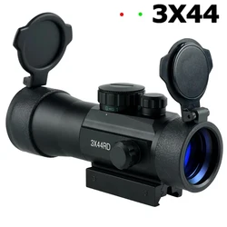 3X44 Red Dot Sight Optic Reflex Hunting Scope Red Green Dot Tactical Full Coating Compact Collimator Adjustable for 11/20mm Rail