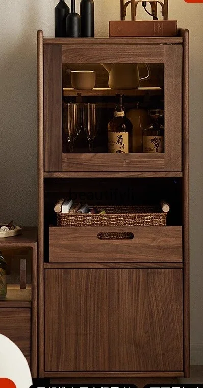 

North American black walnut TV cabinet, retro style sofa stand cabinet, living room solid wood dining side cabinet0746