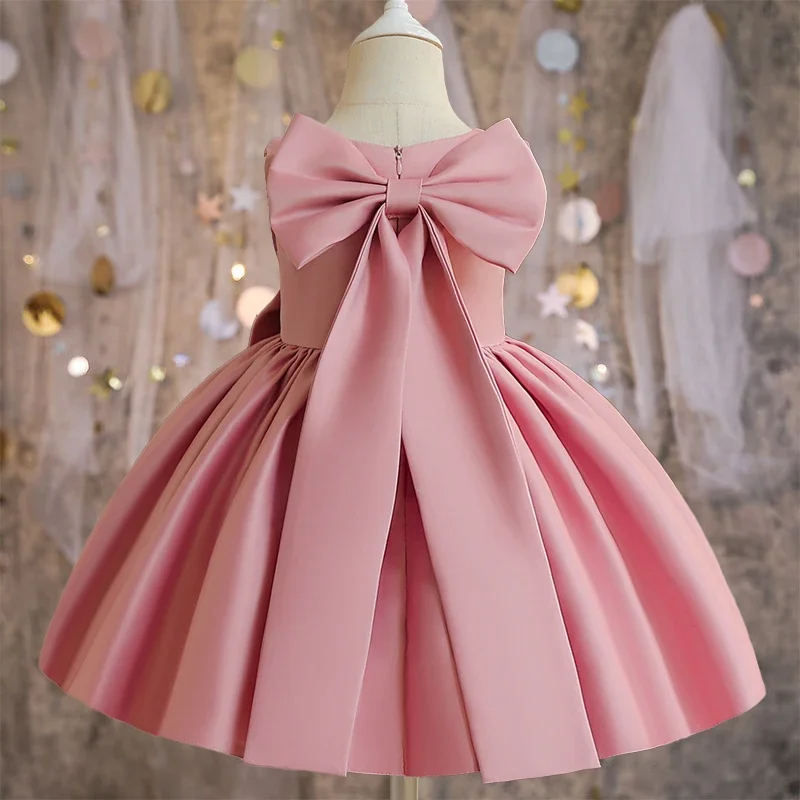 Dress for Baby Girls Elegant Birthday Flower Girl Big Bow Dresses for Wedding Party Sleeveless Evening Gown Formal Gala Costumes